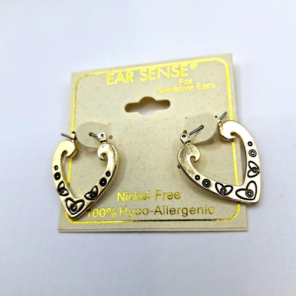 Goldtone Heart Drop Earrings Hypoallergenic NWT